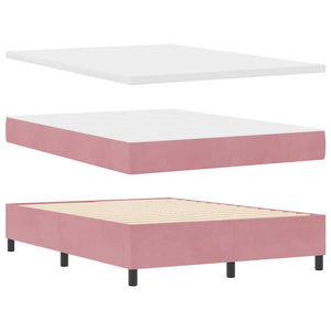 LED Κρεβάτι με βάθρο με στρώμα Ροζ 160 x 200 cm Βελούδο - Pakobazaar
