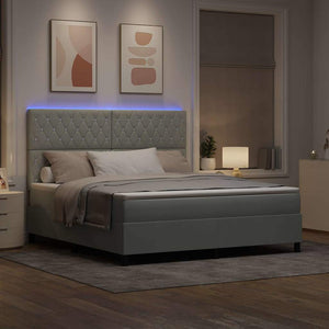 LED Κρεβάτι με βάθρο Ανοιχτό γκρι 180 x 200 cm Βελούδο - Pakobazaar