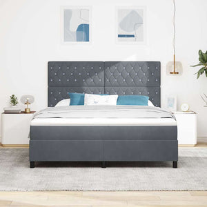 LED Κρεβάτι με βάθρο με στρώμα Σκούρο Γκρι 180 x 200 cm Βελούδο - Pakobazaar