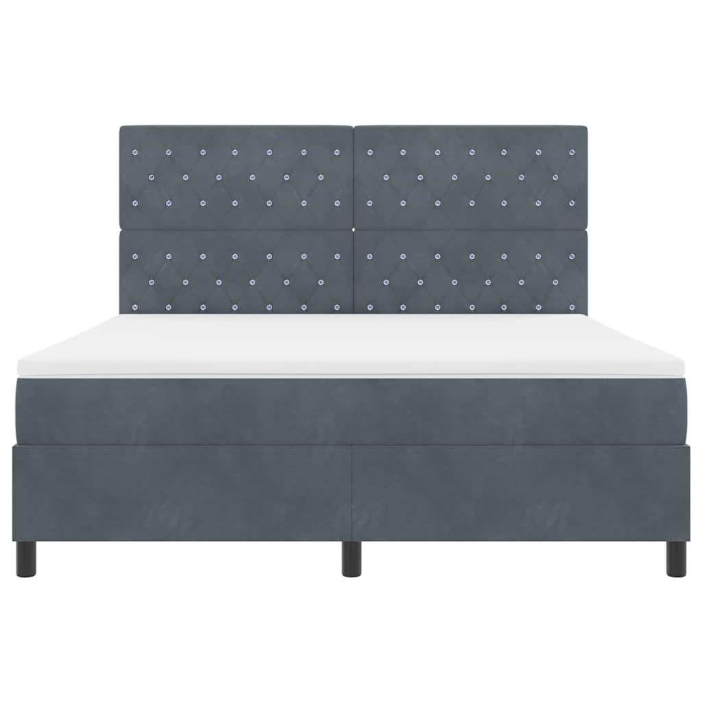 LED Κρεβάτι με βάθρο με στρώμα Σκούρο Γκρι 180 x 200 cm ύφασμα - Pakobazaar