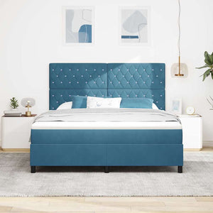 LED Κρεβάτι με βάθρο με στρώμα Σκούρο Μπλε 180 x 200 cm Βελούδο - Pakobazaar