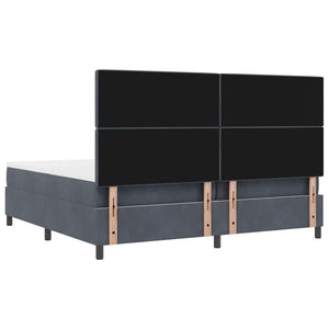 LED Κρεβάτι με βάθρο με στρώμα Σκούρο Γκρι 200 x 200 cm Βελούδο - Pakobazaar