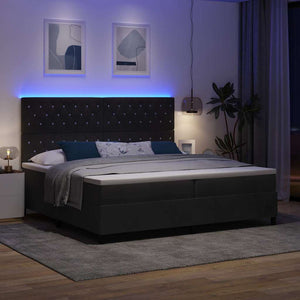 LED Κρεβάτι με βάθρο με στρώμα Μαύρο 200 x 200 cm Βελούδο - Pakobazaar
