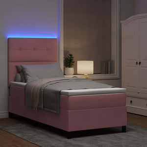 LED Κρεβάτι με βάθρο με στρώμα Ροζ 80 x 200 cm ύφασμα - Pakobazaar