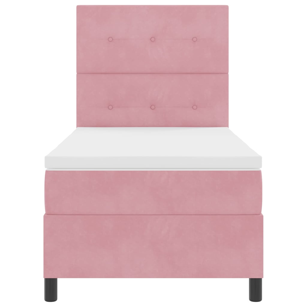 LED Κρεβάτι με βάθρο με στρώμα Ροζ 90 x 190 cm ύφασμα - Pakobazaar