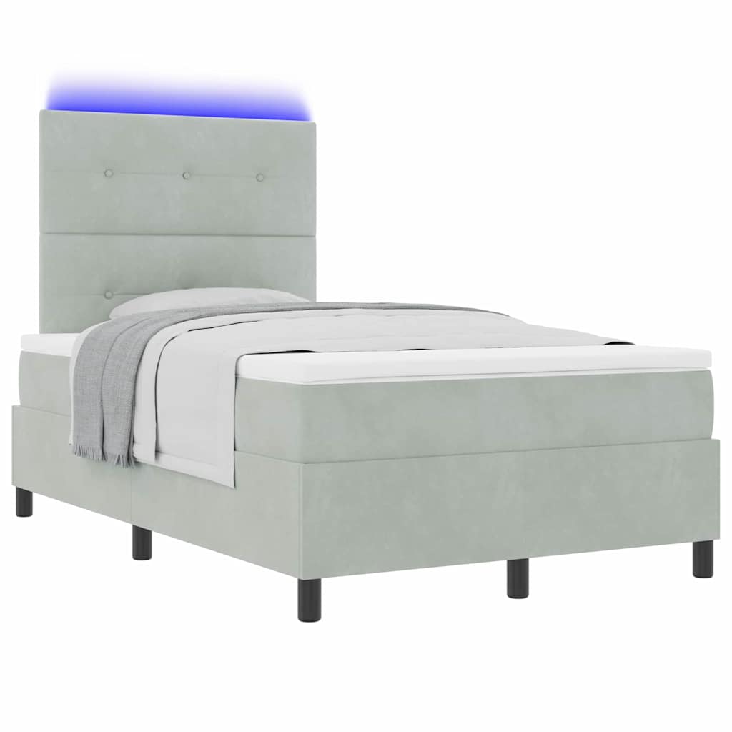 LED Κρεβάτι με βάθρο με στρώμα Ανοιχτό γκρι 120 x 190 cm ύφασμα - Pakobazaar