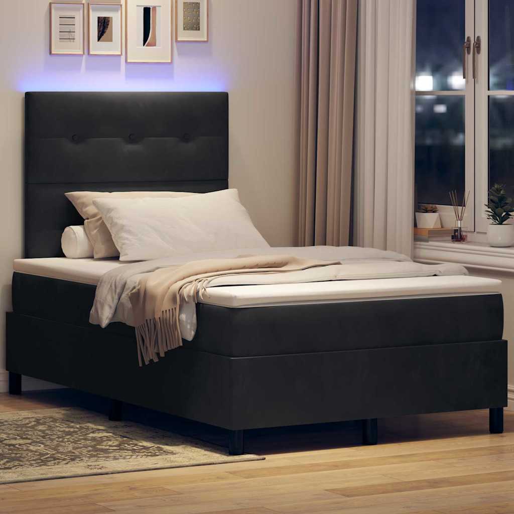 LED Κρεβάτι με βάθρο με κεφαλάρι Μαύρο 120 x 190 cm Βελούδο