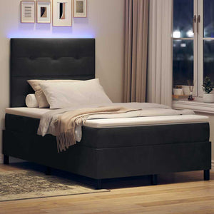 LED Κρεβάτι με βάθρο με κεφαλάρι Μαύρο 120 x 190 cm Βελούδο