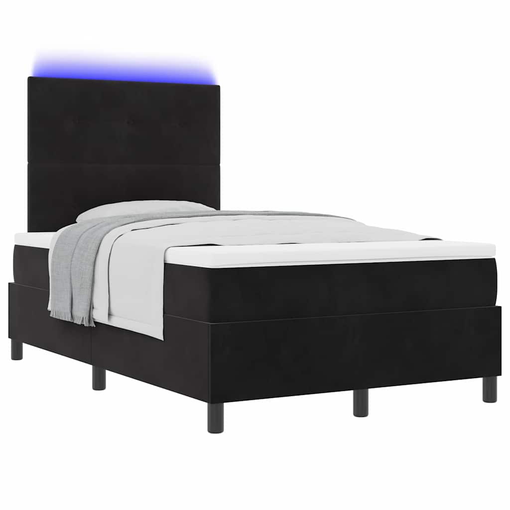 LED Κρεβάτι με βάθρο με κεφαλάρι Μαύρο 120 x 190 cm Βελούδο