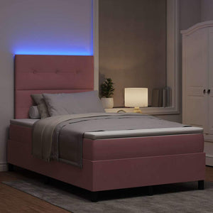 LED Κρεβάτι με βάθρο με στρώμα Ροζ 120 x 190 cm ύφασμα - Pakobazaar