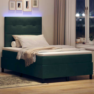 LED Κρεβάτι με βάθρο Σκούρο Πράσινο 120 x 200 cm ύφασμα - Pakobazaar