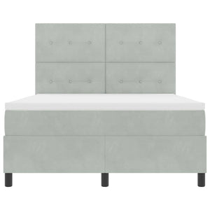 LED Κρεβάτι με βάθρο με στρώμα Ανοιχτό γκρι 140 x 190 cm ύφασμα - Pakobazaar