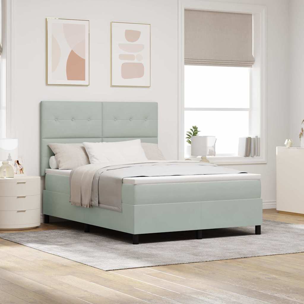 LED Κρεβάτι με βάθρο με στρώμα Ανοιχτό γκρι 160 x 200 cm ύφασμα - Pakobazaar