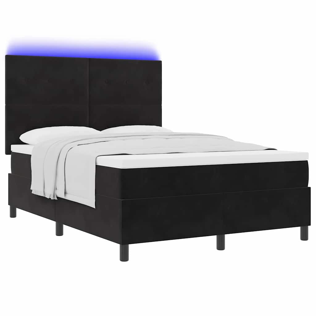 LED Κρεβάτι με βάθρο με στρώμα Μαύρο 160 x 200 cm ύφασμα - Pakobazaar