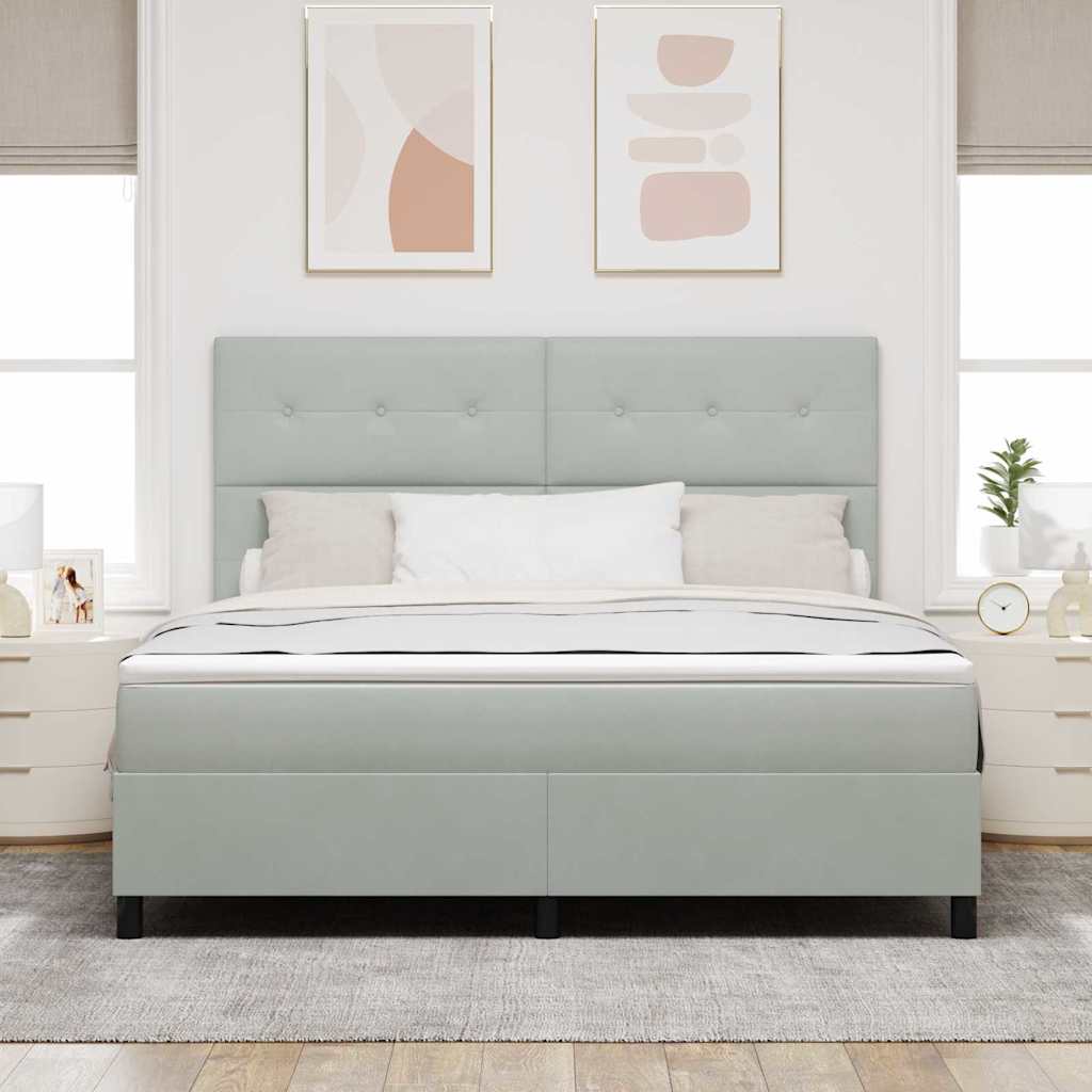 LED Κρεβάτι με βάθρο με στρώμα Ανοιχτό γκρι 180 x 200 cm ύφασμα - Pakobazaar