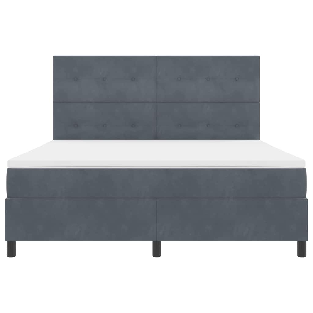 LED Κρεβάτι με βάθρο με στρώμα Σκούρο Γκρι 180 x 200 cm ύφασμα - Pakobazaar