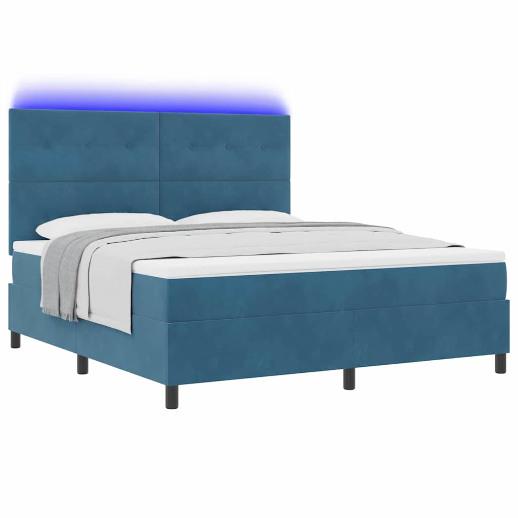 LED Κρεβάτι με βάθρο Σκούρο Μπλε 180 x 200 cm Βελούδο