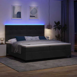 LED Κρεβάτι με βάθρο με στρώμα Μαύρο 200 x 200 cm ύφασμα - Pakobazaar