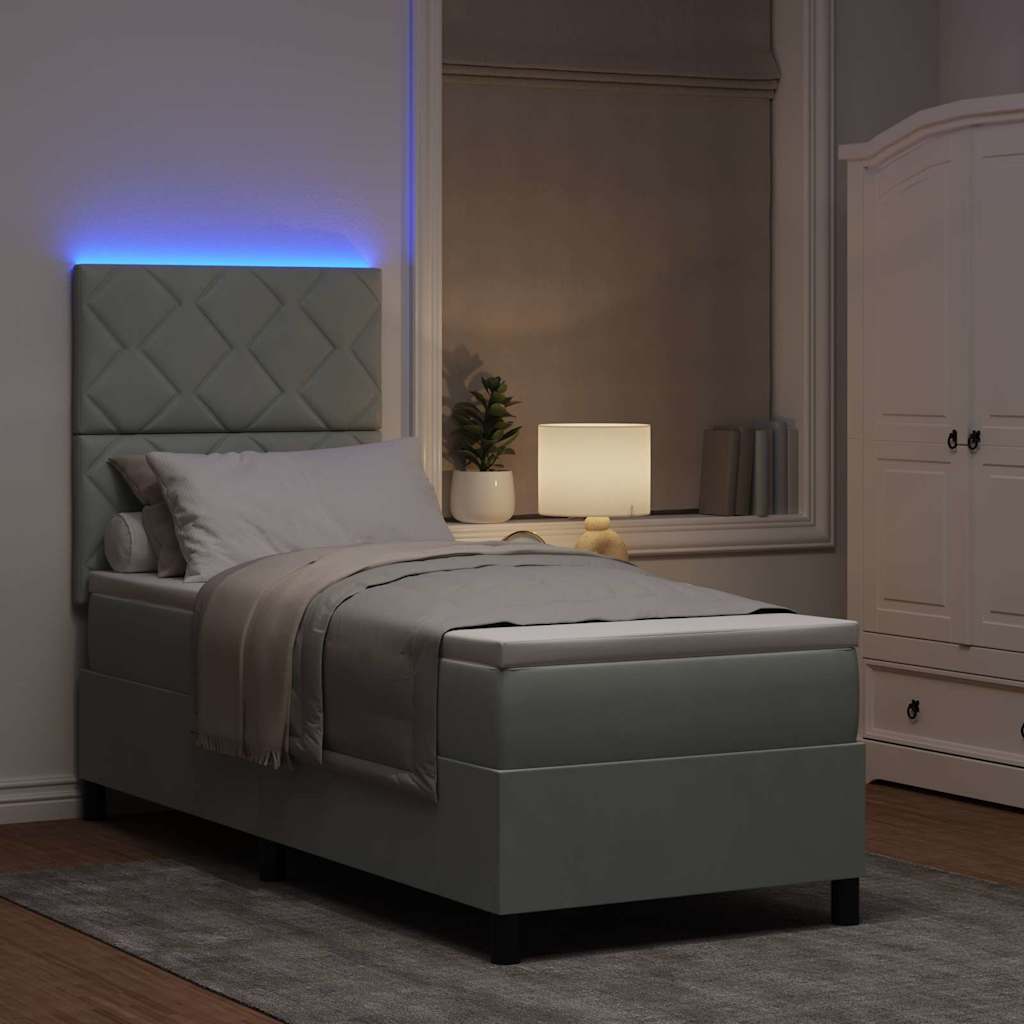 LED Κρεβάτι με βάθρο Ανοιχτό γκρι 80 x 200 cm Βελούδο - Pakobazaar