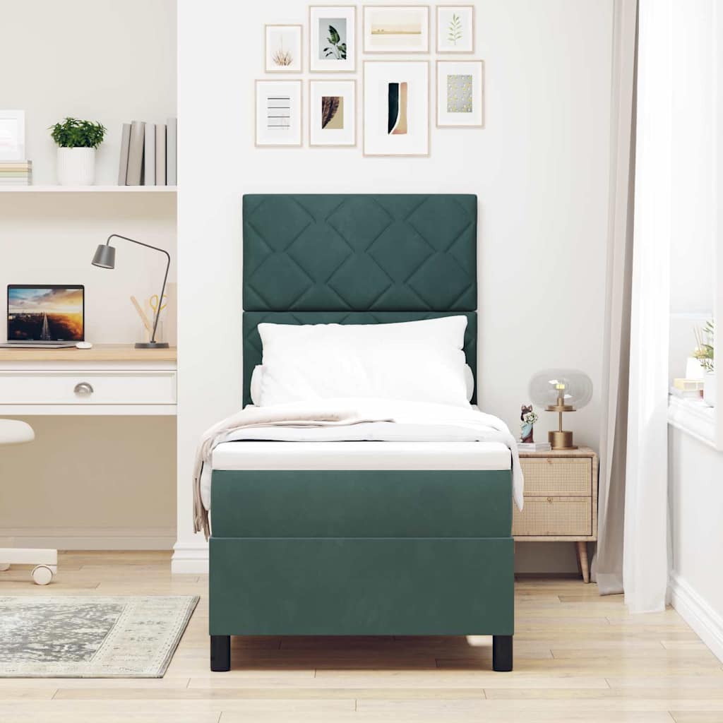 LED Κρεβάτι με βάθρο Σκούρο Πράσινο 80 x 200 cm ύφασμα - Pakobazaar