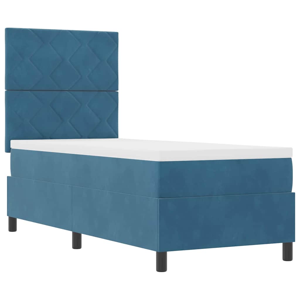 LED Κρεβάτι με βάθρο με στρώμα Σκούρο Μπλε 80 x 200 cm ύφασμα - Pakobazaar