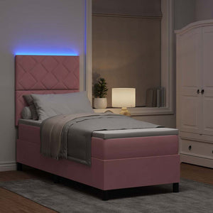 LED Κρεβάτι με βάθρο με κεφαλάρι Ροζ 80 x 200 cm Βελούδο