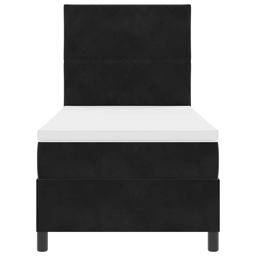 LED Κρεβάτι με βάθρο με κεφαλάρι Μαύρο 90 x 190 cm Βελούδο