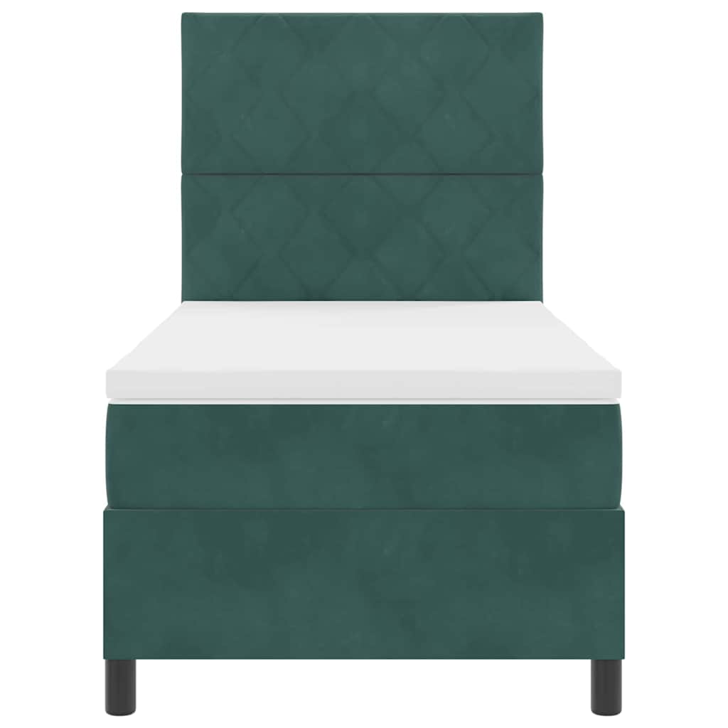 LED Κρεβάτι με βάθρο Σκούρο Πράσινο 100 x 200 cm ύφασμα - Pakobazaar
