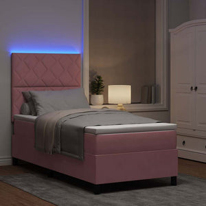 LED Κρεβάτι με βάθρο με κεφαλάρι Ροζ 100 x 200 cm Βελούδο - Pakobazaar