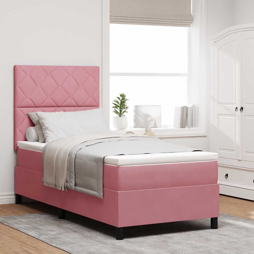 LED Κρεβάτι με βάθρο με κεφαλάρι Ροζ 100 x 200 cm Βελούδο - Pakobazaar