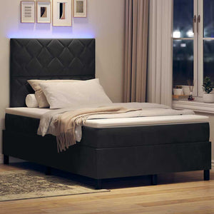 LED Κρεβάτι με βάθρο με κεφαλάρι Μαύρο 120 x 190 cm Βελούδο - Pakobazaar