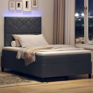 LED Κρεβάτι με βάθρο Σκούρο Γκρι 120 x 200 cm Βελούδο - Pakobazaar