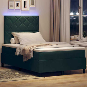 LED Κρεβάτι με βάθρο Σκούρο Πράσινο 120 x 200 cm Βελούδο - Pakobazaar