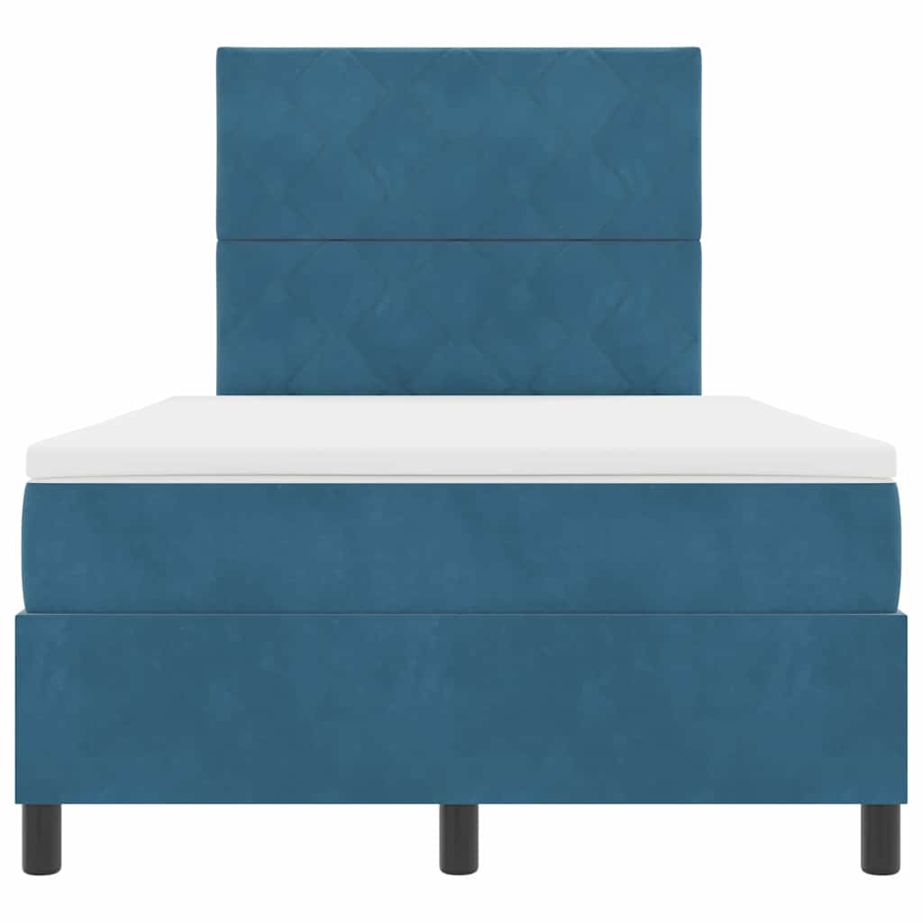 LED Κρεβάτι με βάθρο με στρώμα Σκούρο Μπλε 120 x 200 cm ύφασμα - Pakobazaar