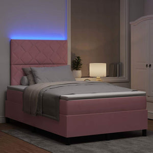 LED Κρεβάτι με βάθρο με κεφαλάρι Ροζ 120 x 200 cm Βελούδο - Pakobazaar
