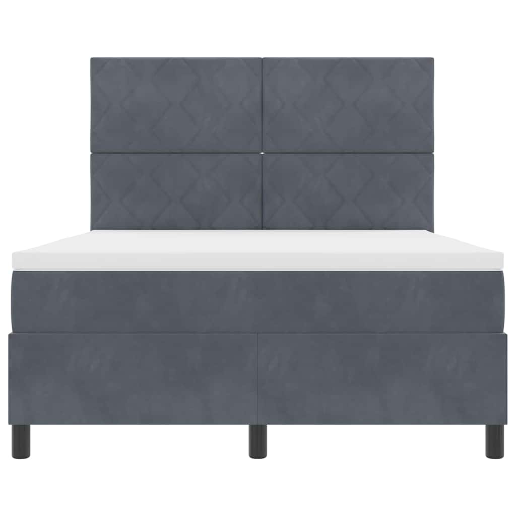 LED Κρεβάτι με βάθρο με στρώμα Σκούρο Γκρι 140 x 190 cm ύφασμα - Pakobazaar
