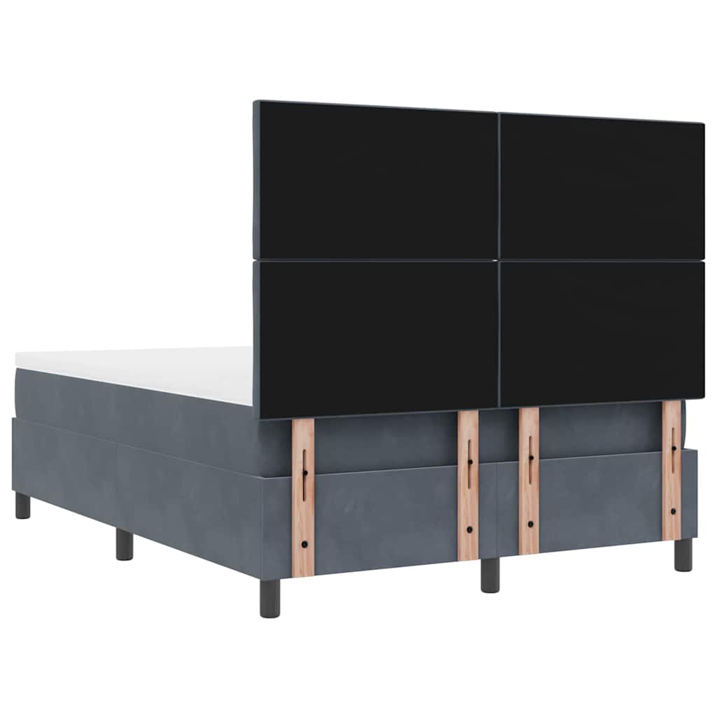 LED Κρεβάτι με βάθρο Σκούρο Γκρι 140 x 200 cm Βελούδο - Pakobazaar