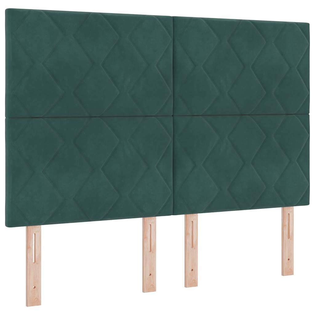 LED Κρεβάτι με βάθρο Σκούρο Πράσινο 160 x 200 cm Βελούδο - Pakobazaar