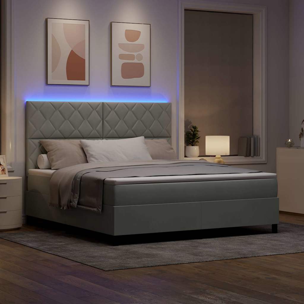 LED Κρεβάτι με βάθρο Ανοιχτό γκρι 180 x 200 cm Βελούδο - Pakobazaar