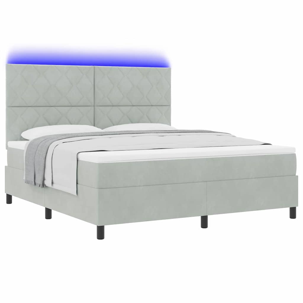 LED Κρεβάτι με βάθρο Ανοιχτό γκρι 180 x 200 cm Βελούδο - Pakobazaar