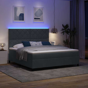 LED Κρεβάτι με βάθρο Σκούρο Γκρι 180 x 200 cm Βελούδο