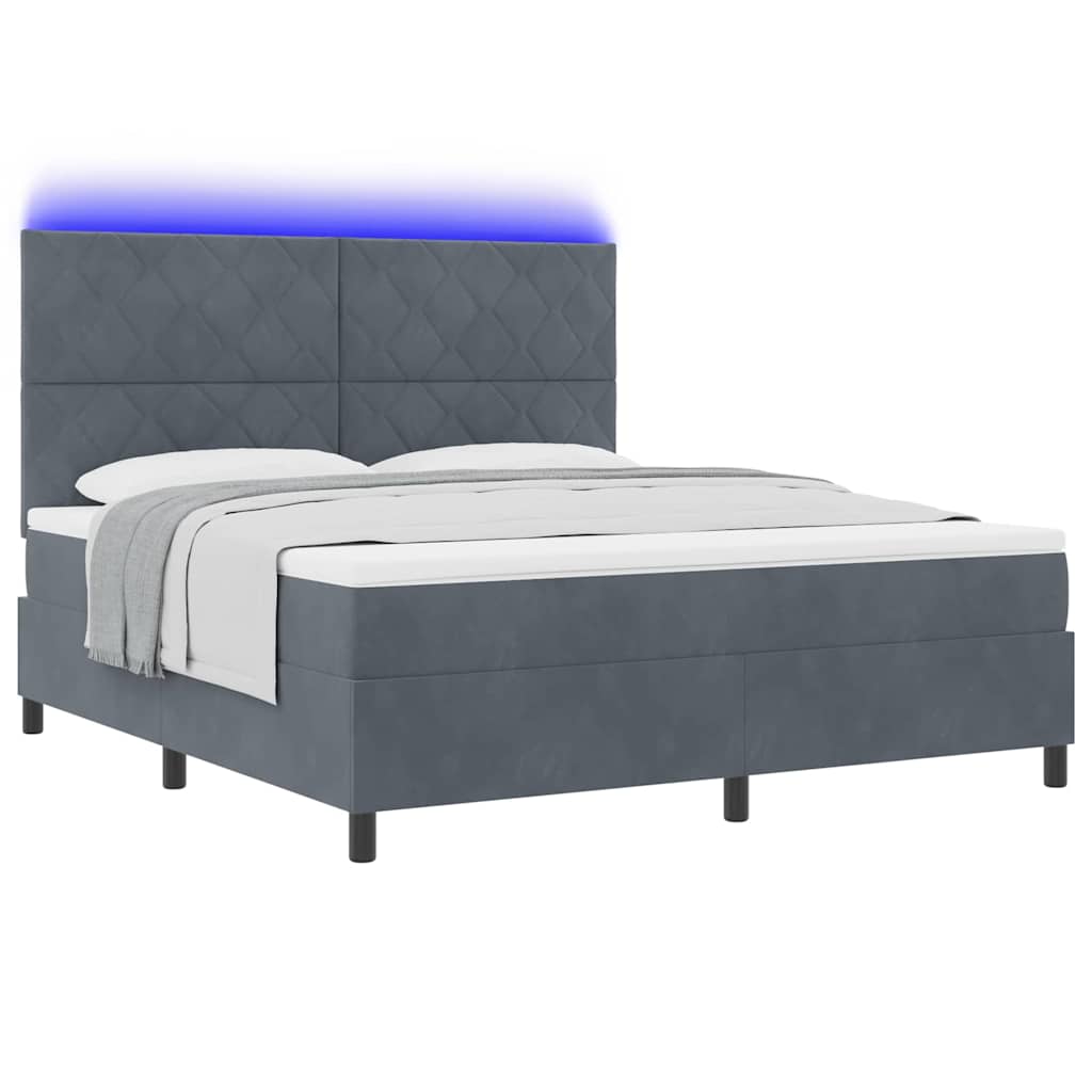 LED Κρεβάτι με βάθρο Σκούρο Γκρι 180 x 200 cm Βελούδο