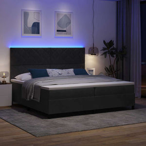 LED Κρεβάτι με βάθρο με κεφαλάρι Μαύρο 200 x 200 cm Βελούδο - Pakobazaar