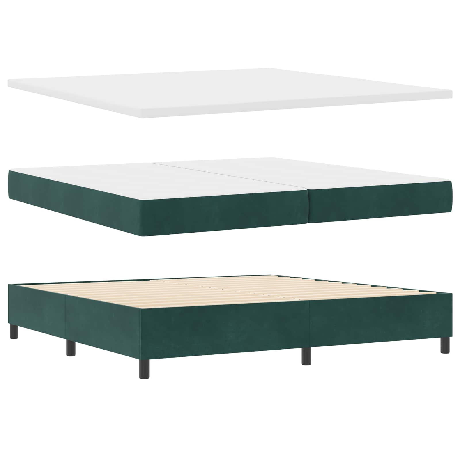 LED Κρεβάτι με βάθρο Σκούρο Πράσινο 200 x 200 cm Βελούδο - Pakobazaar
