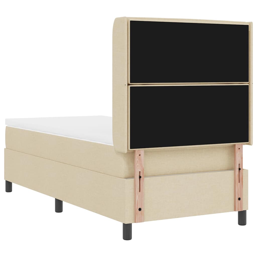 LED Κρεβάτι με βάθρο με στρώμα Κρεμ 80 x 200 cm ύφασμα - Pakobazaar