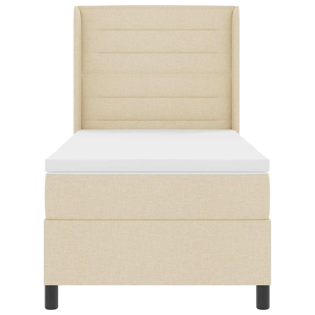 LED Κρεβάτι με βάθρο με στρώμα Κρεμ 90 x 190 cm ύφασμα - Pakobazaar