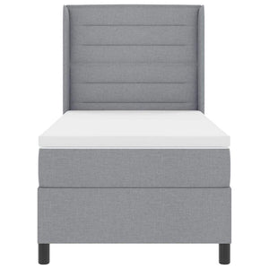 LED Κρεβάτι με βάθρο με στρώμα Ανοιχτό γκρι 90 x 200 cm ύφασμα