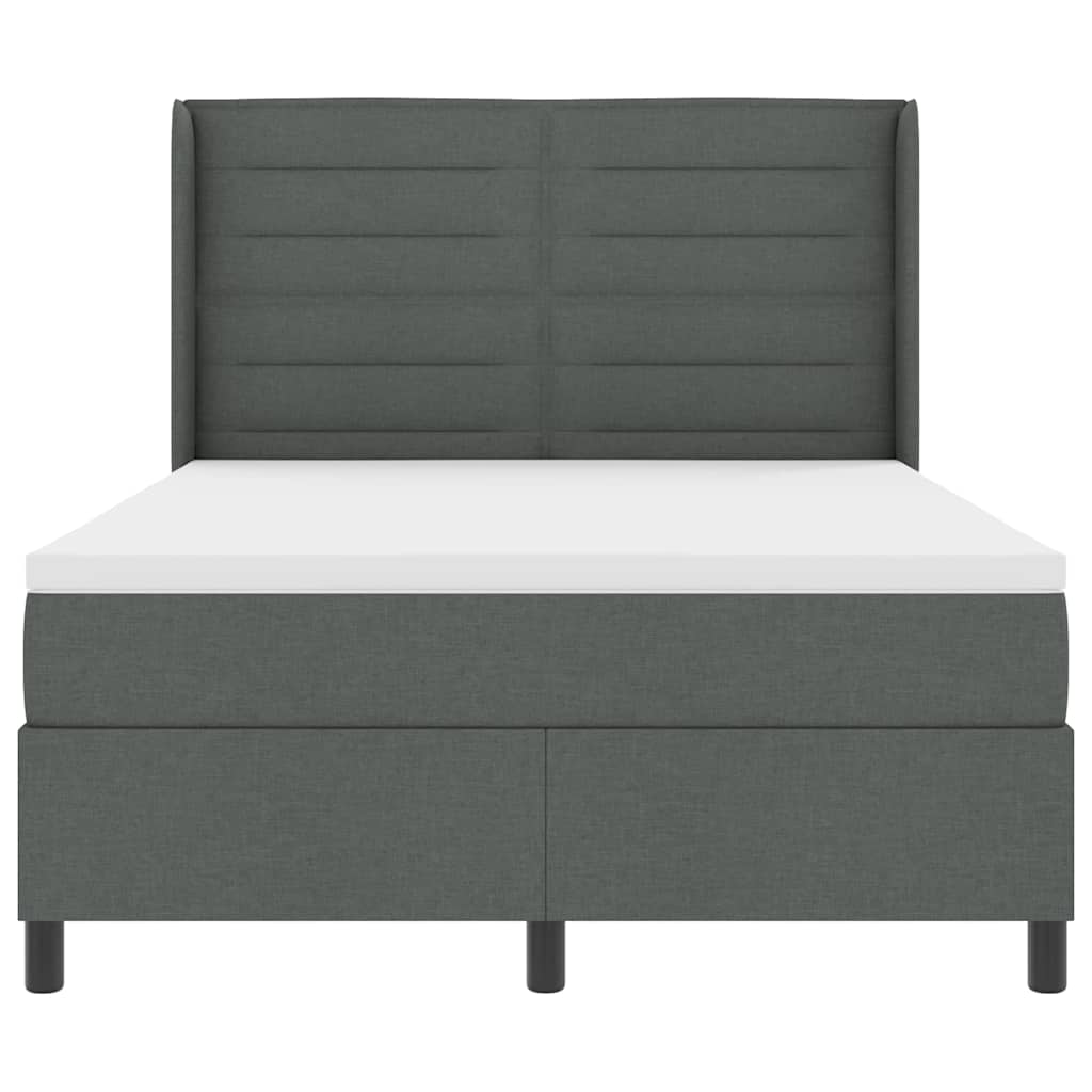 LED Κρεβάτι με βάθρο με στρώμα Σκούρο Γκρι 140 x 190 cm ύφασμα - Pakobazaar