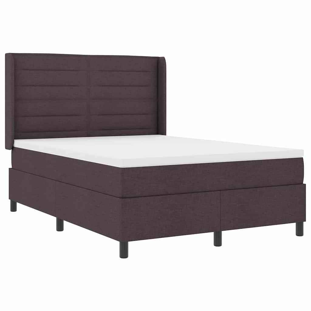 LED Κρεβάτι με βάθρο με στρώμα Σκούρο Καφέ 140 x 190 cm ύφασμα - Pakobazaar