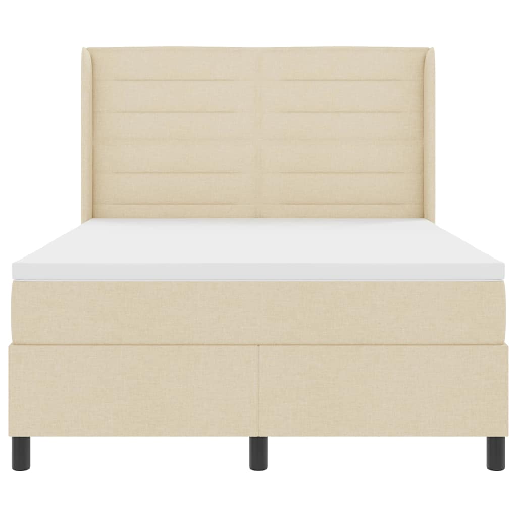 LED Κρεβάτι με βάθρο με στρώμα Κρεμ 140 x 190 cm ύφασμα - Pakobazaar